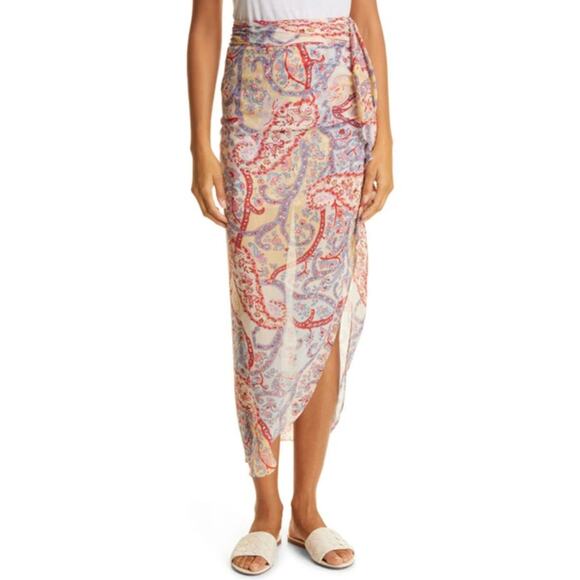 Veronica Beard Dresses & Skirts - Veronica Beard Silk Kaydence Paisley Ruched Asymmetric Hem Midi Skirt Size 2